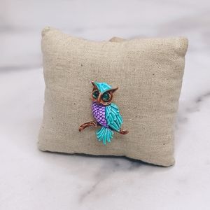 Vintage colorful jeweled enamel brooch